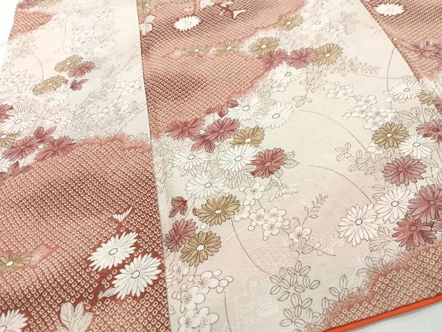 平和屋着物■上質な小紋　雲取り草花文　正絹　逸品　未使用　CABH4073xe
