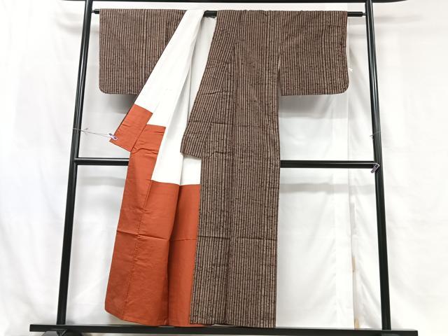 平和屋着物■上質な紬　縞　正絹　逸品　CABH4075xe