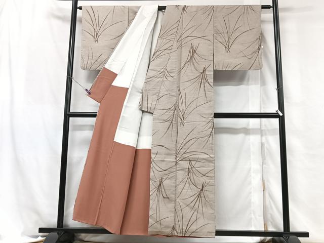 平和屋着物■上質な紬　芝草文　正絹　逸品　CABH4077xe