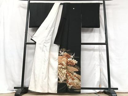 平和屋着物■豪華黒留袖　作家物　扇面松文　暈し染め　金彩　正絹　逸品　CABH4079xe