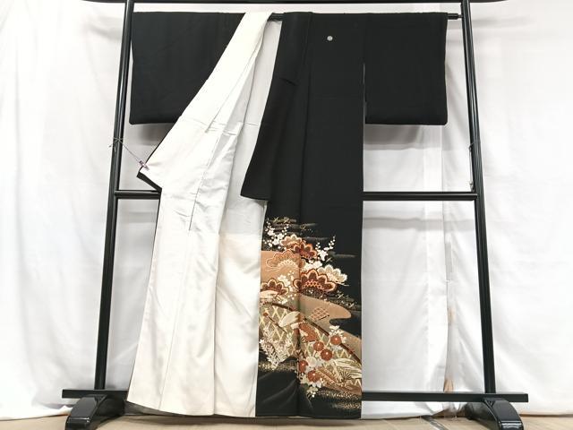 平和屋着物■豪華黒留袖　作家物　扇面松文　暈し染め　金彩　正絹　逸品　CABH4079xe