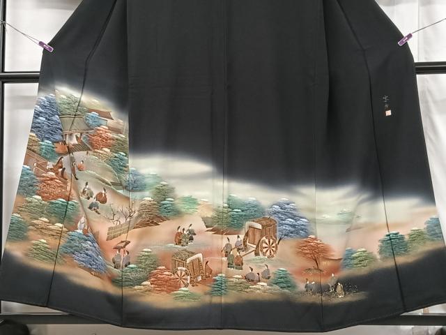 平和屋着物■豪華黒留袖　作家物　宴舞　人物風景文　金彩　正絹　逸品　CABH4092xe
