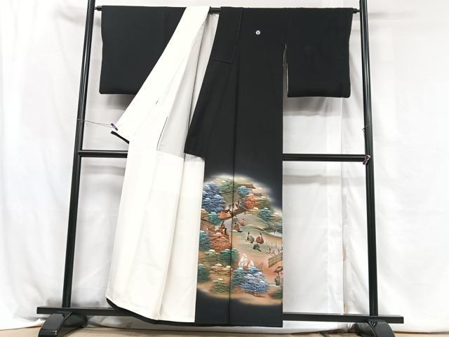 平和屋着物■豪華黒留袖　作家物　宴舞　人物風景文　金彩　正絹　逸品　CABH4092xe