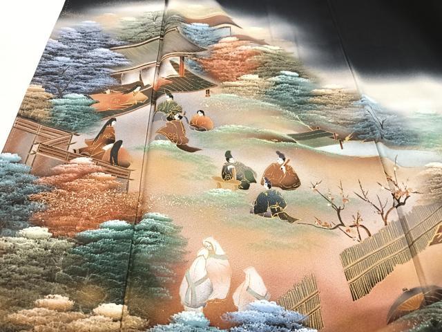 平和屋着物■豪華黒留袖　作家物　宴舞　人物風景文　金彩　正絹　逸品　CABH4092xe