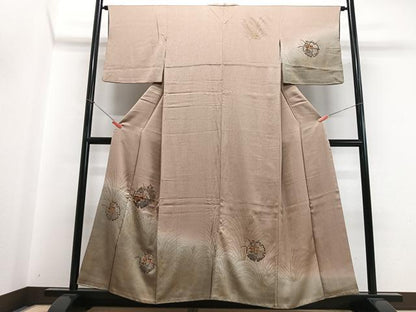 平和屋着物■訪問着　刺繍　雪輪花文　暈し染め　金彩　正絹　逸品　CABH4105xe