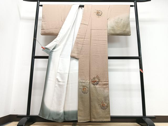 平和屋着物■訪問着　刺繍　雪輪花文　暈し染め　金彩　正絹　逸品　CABH4105xe