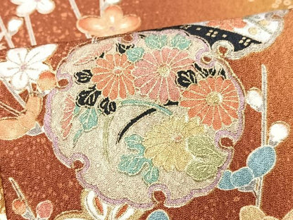 平和屋着物■上質な小紋　雪輪枝垂れ花文　暈し染め　金彩　胴抜き仕立て　正絹　逸品　CABH4109xe