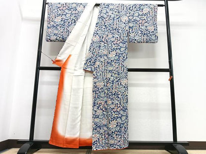 平和屋着物■上質な小紋　草花文　正絹　逸品　CABH4114xe