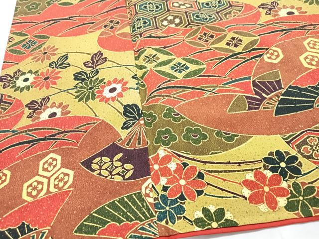 平和屋着物■上質な小紋　扇面芝草花文　正絹　逸品　CABH4115xe