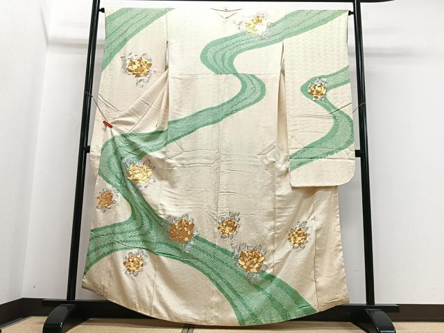 平和屋着物■豪華振袖　絞り　流水舞花文　金銀彩　正絹　逸品　CABH4117xe
