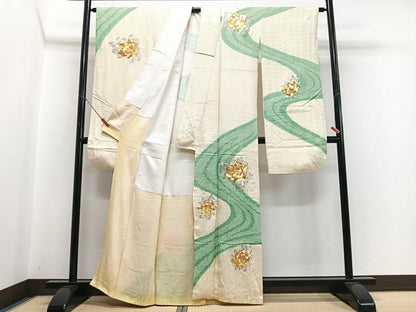 平和屋着物■豪華振袖　絞り　流水舞花文　金銀彩　正絹　逸品　CABH4117xe