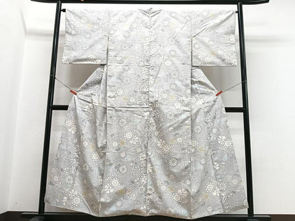 平和屋着物■上質な紬　草花文　正絹　逸品　CABH4118xe