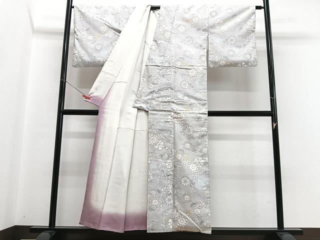平和屋着物■上質な紬　草花文　正絹　逸品　CABH4118xe