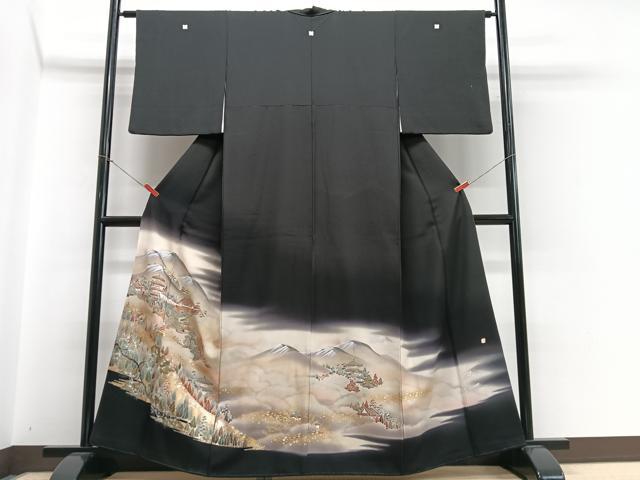 平和屋着物■豪華黒留袖　作家物　遠山風景文　暈し染め　金彩　正絹　逸品　CABH4120xe