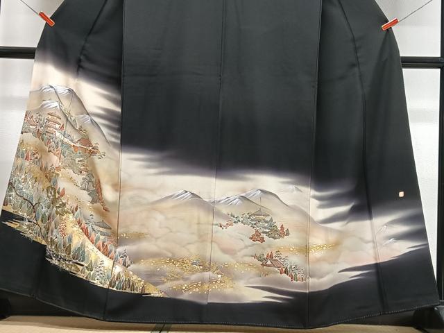 平和屋着物■豪華黒留袖　作家物　遠山風景文　暈し染め　金彩　正絹　逸品　CABH4120xe
