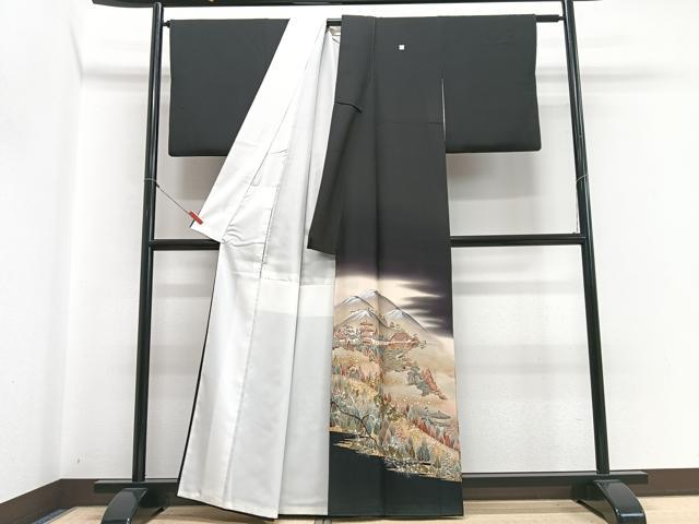 平和屋着物■豪華黒留袖　作家物　遠山風景文　暈し染め　金彩　正絹　逸品　CABH4120xe