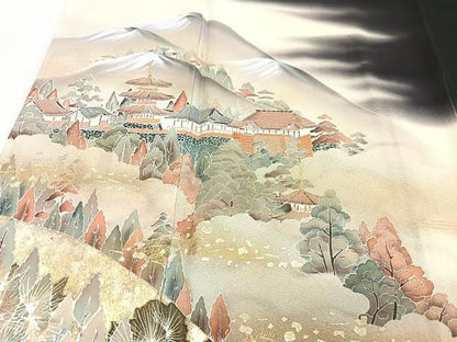 平和屋着物■豪華黒留袖　作家物　遠山風景文　暈し染め　金彩　正絹　逸品　CABH4120xe
