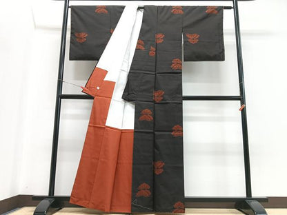 平和屋着物■上質な紬　松葉文　大丸扱い　正絹　逸品　CABH4121xe