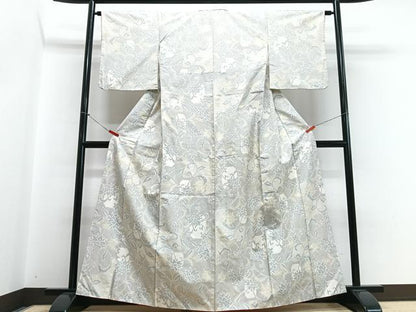 平和屋着物■上質な紬　花唐草文　正絹　逸品　CABH4122xe