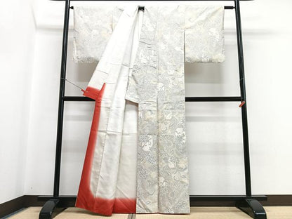 平和屋着物■上質な紬　花唐草文　正絹　逸品　CABH4122xe