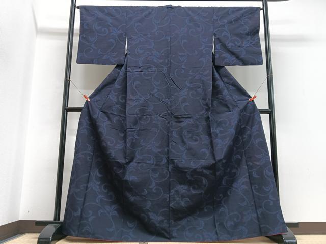 平和屋着物■上質な紬　花唐草文　正絹　逸品　CABH4123xe