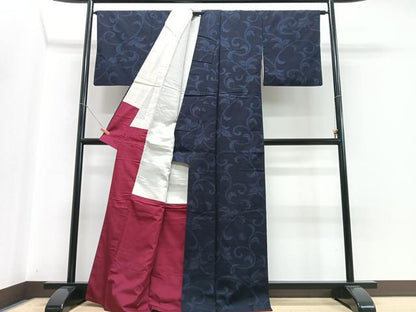 平和屋着物■上質な紬　花唐草文　正絹　逸品　CABH4123xe
