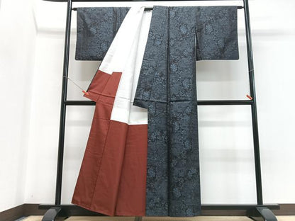 平和屋着物■本場大島紬　草花文　正絹　逸品　CABH4127xe