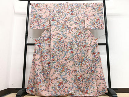 平和屋着物■上質な小紋　流水枝花文　正絹　逸品　CABH4133xe