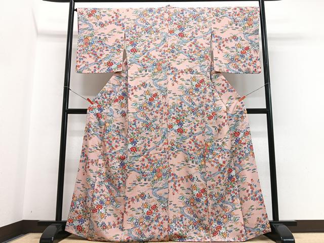 平和屋着物■上質な小紋　流水枝花文　正絹　逸品　CABH4133xe