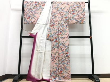 平和屋着物■上質な小紋　流水枝花文　正絹　逸品　CABH4133xe