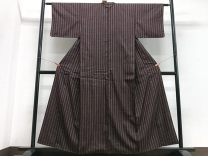 平和屋着物■上質な紬　縞　正絹　逸品　CABH4216xe