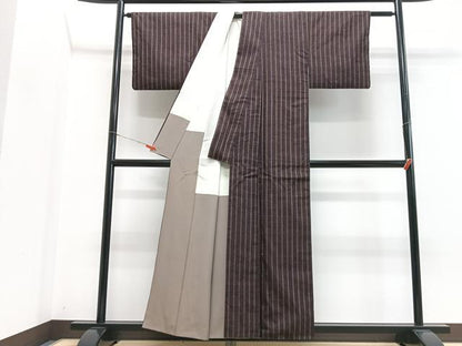 平和屋着物■上質な紬　縞　正絹　逸品　CABH4216xe