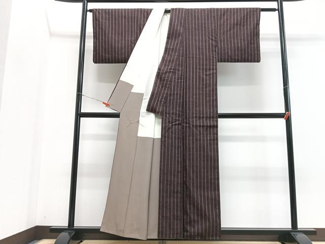 平和屋着物■上質な紬　縞　正絹　逸品　CABH4216xe