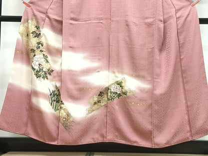 平和屋着物■訪問着　枝花文　暈し染め　金彩　正絹　逸品　CABH4218xe
