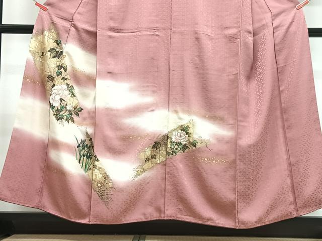 平和屋着物■訪問着　枝花文　暈し染め　金彩　正絹　逸品　CABH4218xe
