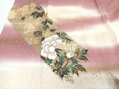 平和屋着物■訪問着　枝花文　暈し染め　金彩　正絹　逸品　CABH4218xe