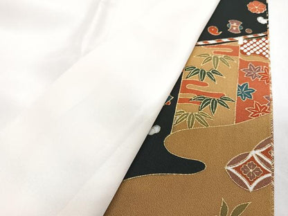 平和屋着物■豪華黒留袖　駒刺繍　吉祥松文　金彩　正絹　逸品　CABH4219xe