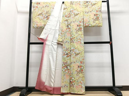 平和屋着物■上質な小紋　片輪車草花文　正絹　逸品　CABH4221xe