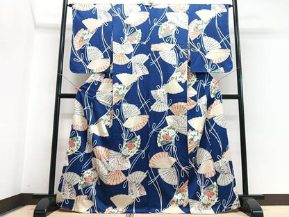 平和屋着物■上質な小紋　扇面花文　金彩　正絹　逸品　CABH4223xe