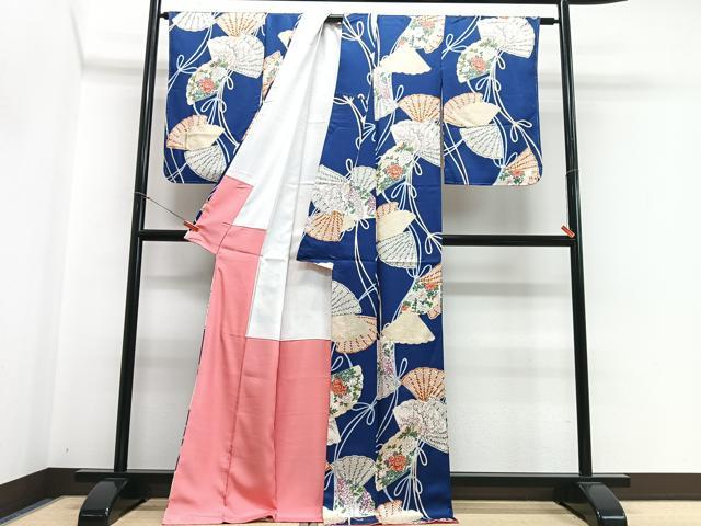平和屋着物■上質な小紋　扇面花文　金彩　正絹　逸品　CABH4223xe