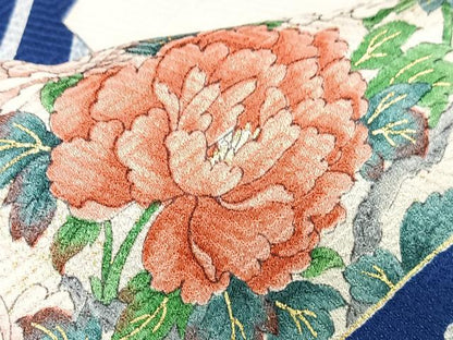 平和屋着物■上質な小紋　扇面花文　金彩　正絹　逸品　CABH4223xe