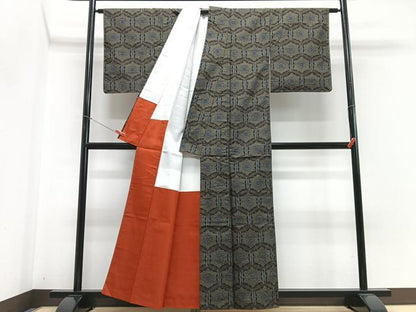 平和屋着物■本場大島紬　亀甲花文　正絹　逸品　CABH4226xe