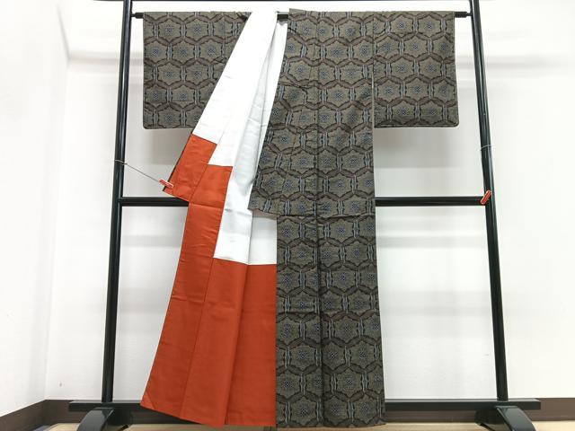 平和屋着物■本場大島紬　亀甲花文　正絹　逸品　CABH4226xe