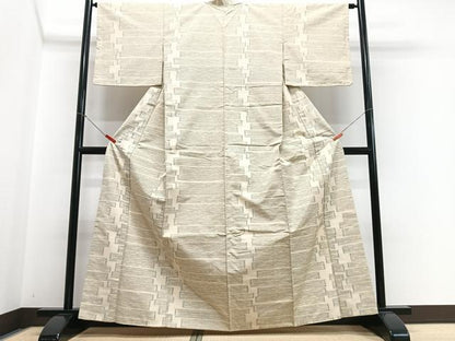 平和屋着物■上質な紬　幾何学文様　正絹　逸品　未使用　CABH4227xe
