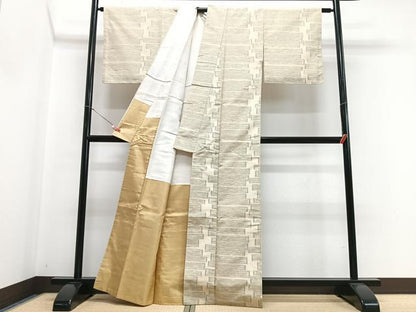 平和屋着物■上質な紬　幾何学文様　正絹　逸品　未使用　CABH4227xe