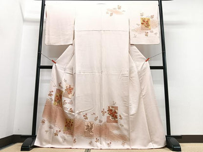 平和屋着物■訪問着　色紙芝草花文　暈し染め　金彩　正絹　逸品　CABH4229xe