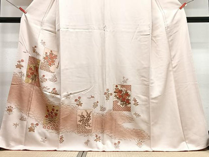 平和屋着物■訪問着　色紙芝草花文　暈し染め　金彩　正絹　逸品　CABH4229xe