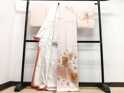 平和屋着物■訪問着　色紙芝草花文　暈し染め　金彩　正絹　逸品　CABH4229xe