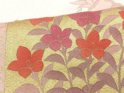 平和屋着物■訪問着　色紙芝草花文　暈し染め　金彩　正絹　逸品　CABH4229xe
