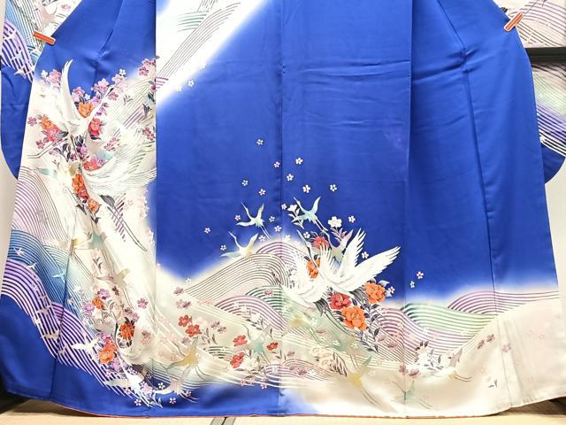 平和屋着物■豪華振袖　飛鶴立波花文　暈し染め　金彩　正絹　逸品　CABH4242xe